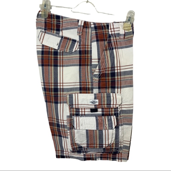 LEE MENS DUNGAREES Brown  Plaid Cargo  Shorts - Picture 2 of 13